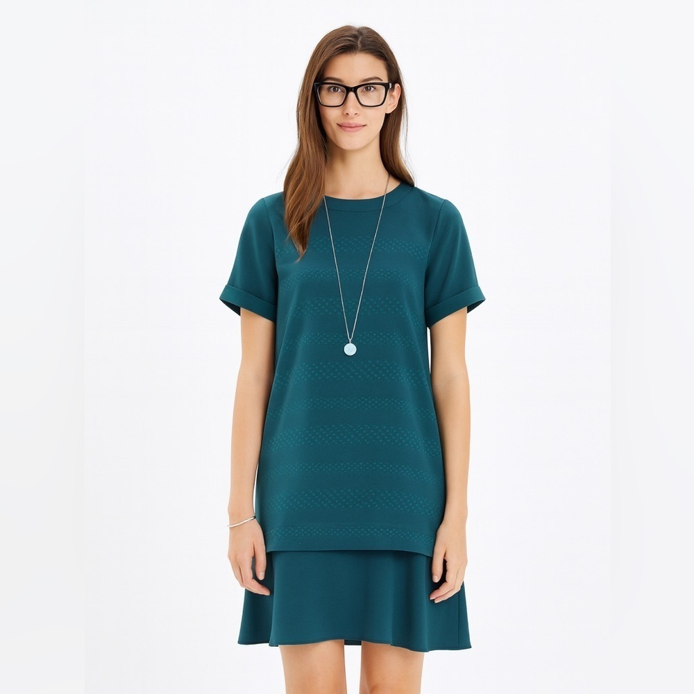 Madewell Slowbeat Shift Dress Emerald Green Polka Dot Tiered